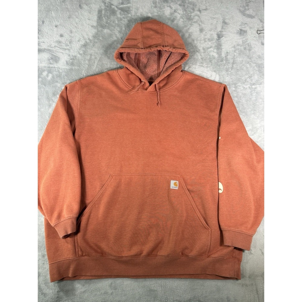 Carhartt Hoodie Men's 3XL Orange Hooded Sweatshirt Midweight Loose Fit Workwear